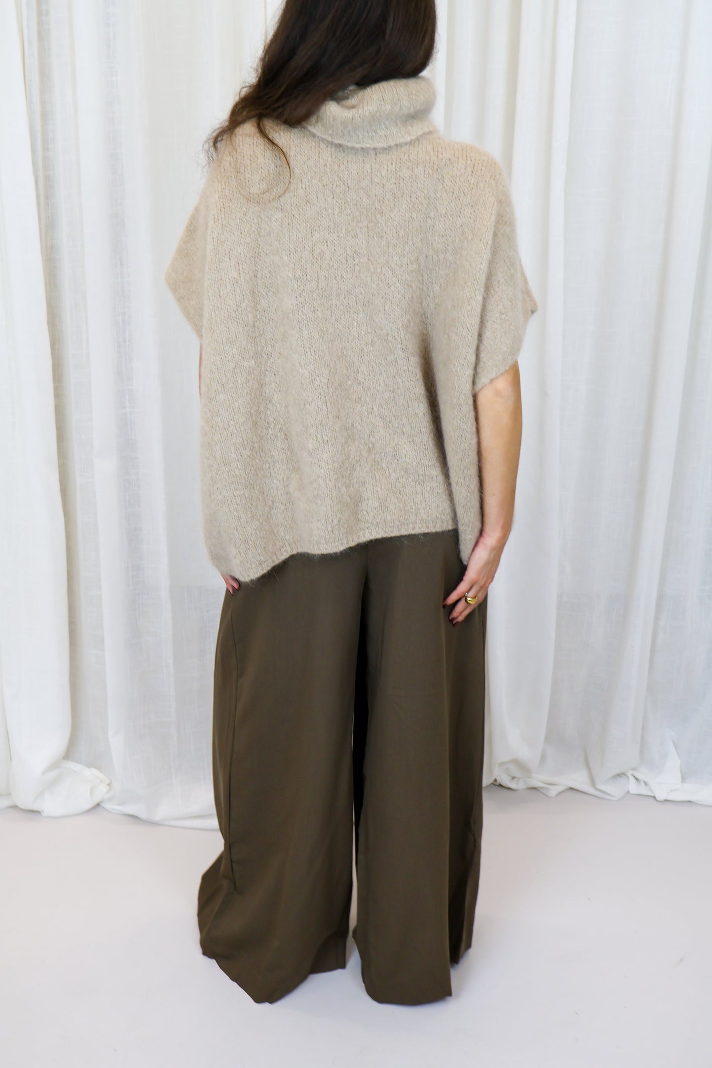 Trui met col mohair - Beige