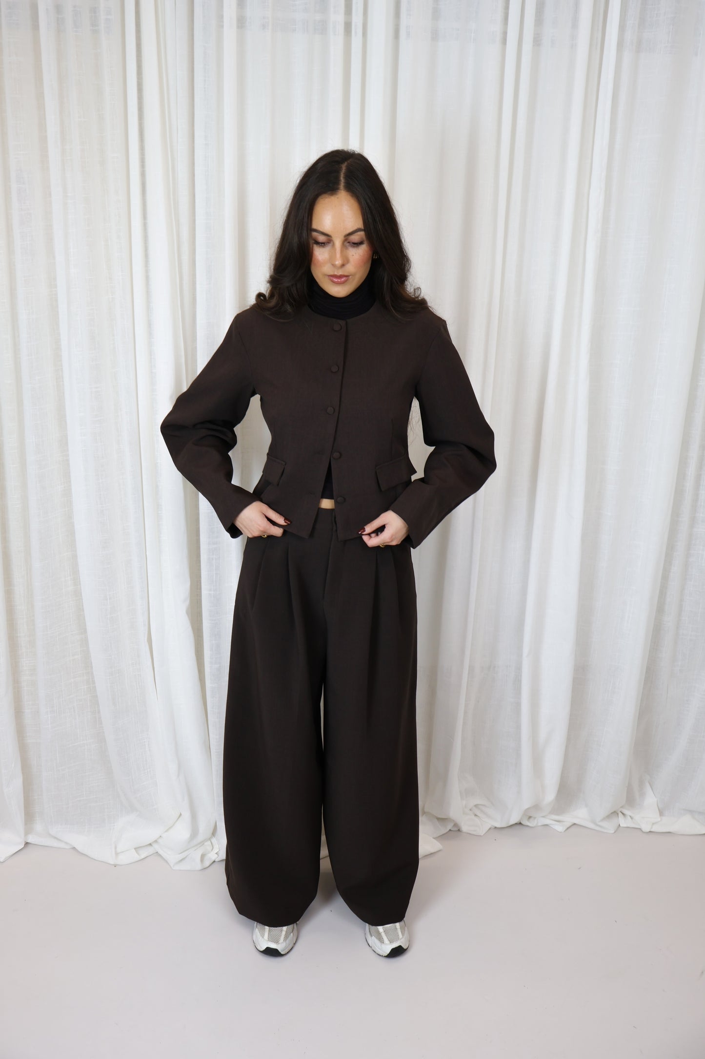 Pantalon wijd - Bruin