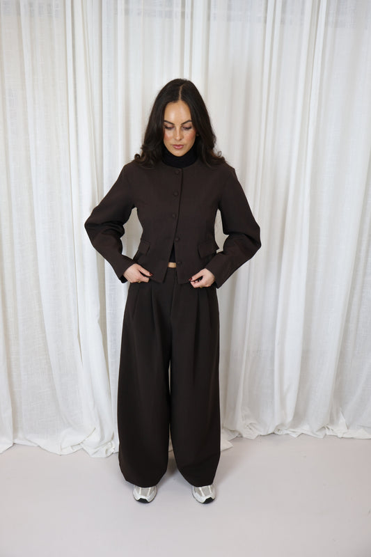 Pantalon wijd - Bruin