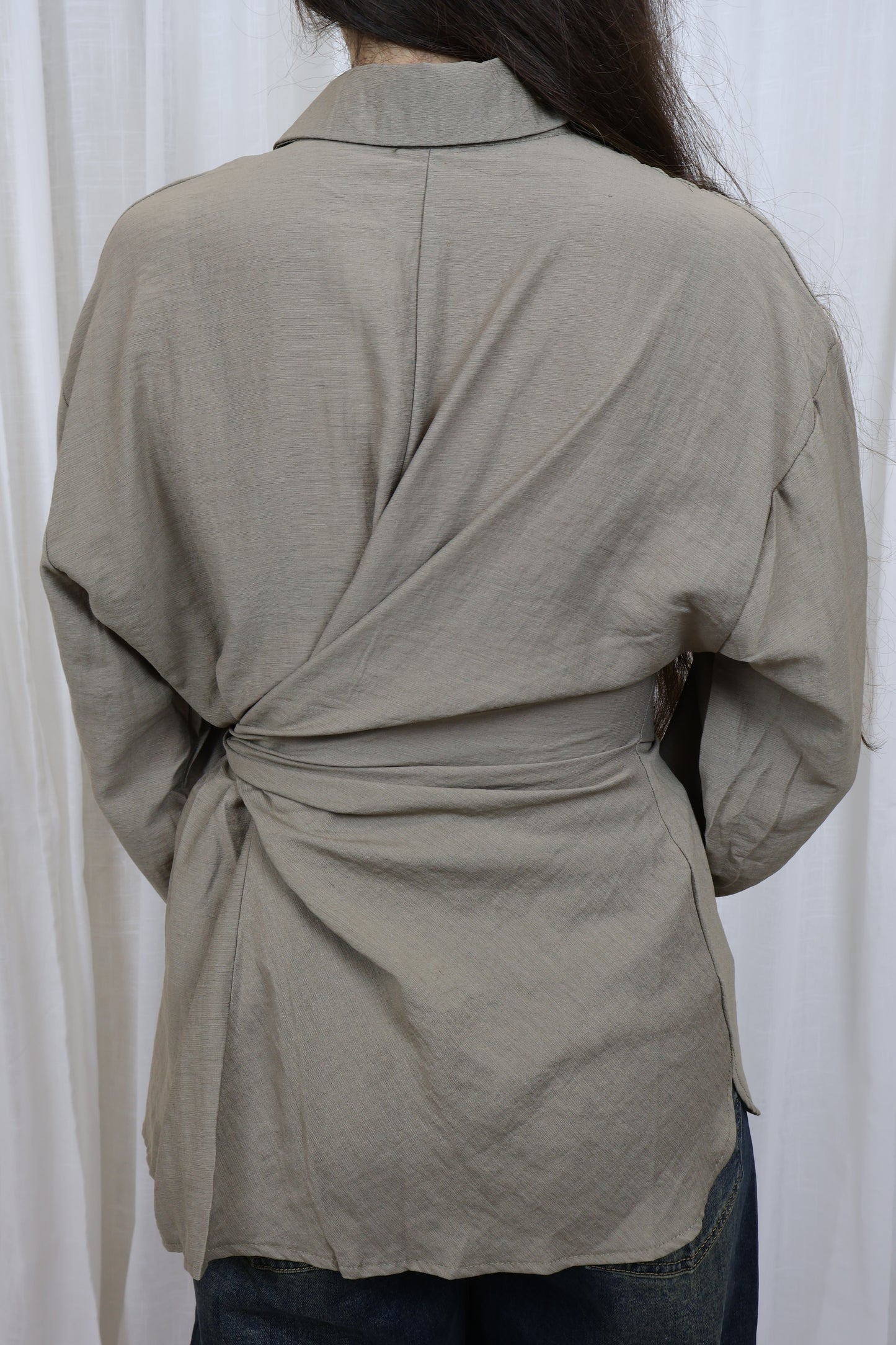 Blouse met knoop - Khaki