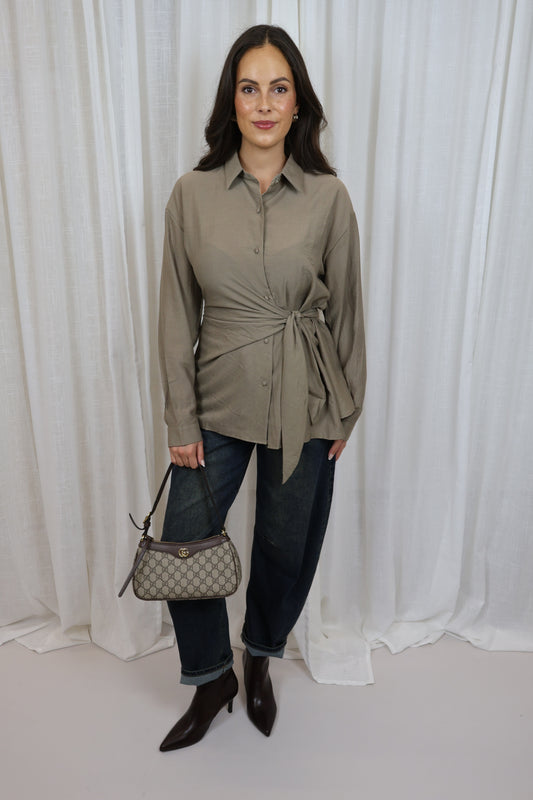 Blouse met knoop - Khaki