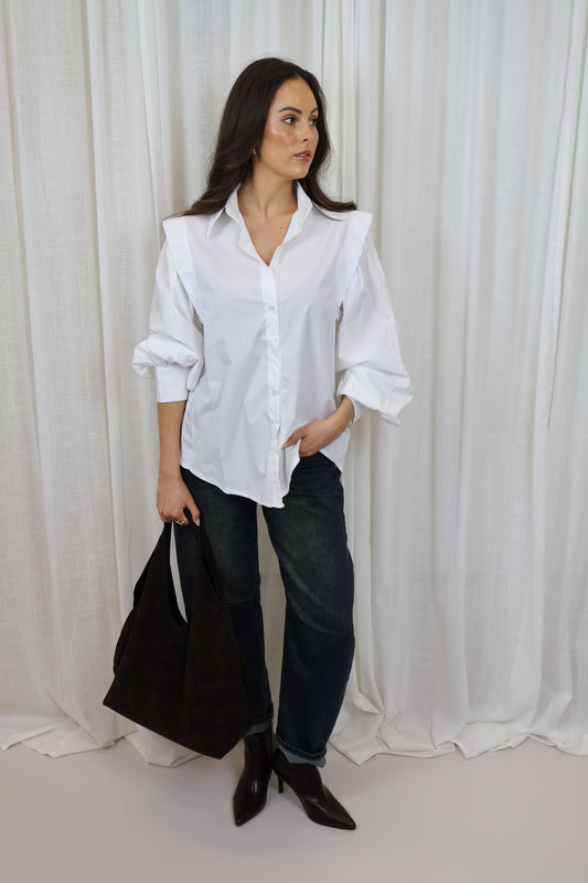 Blouse oversized met pofmouw - Wit
