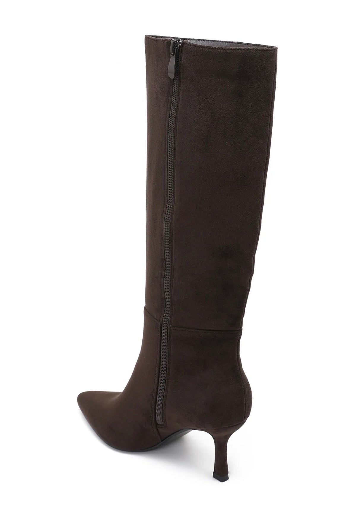 Hoge laars met hak - Donker bruin suede