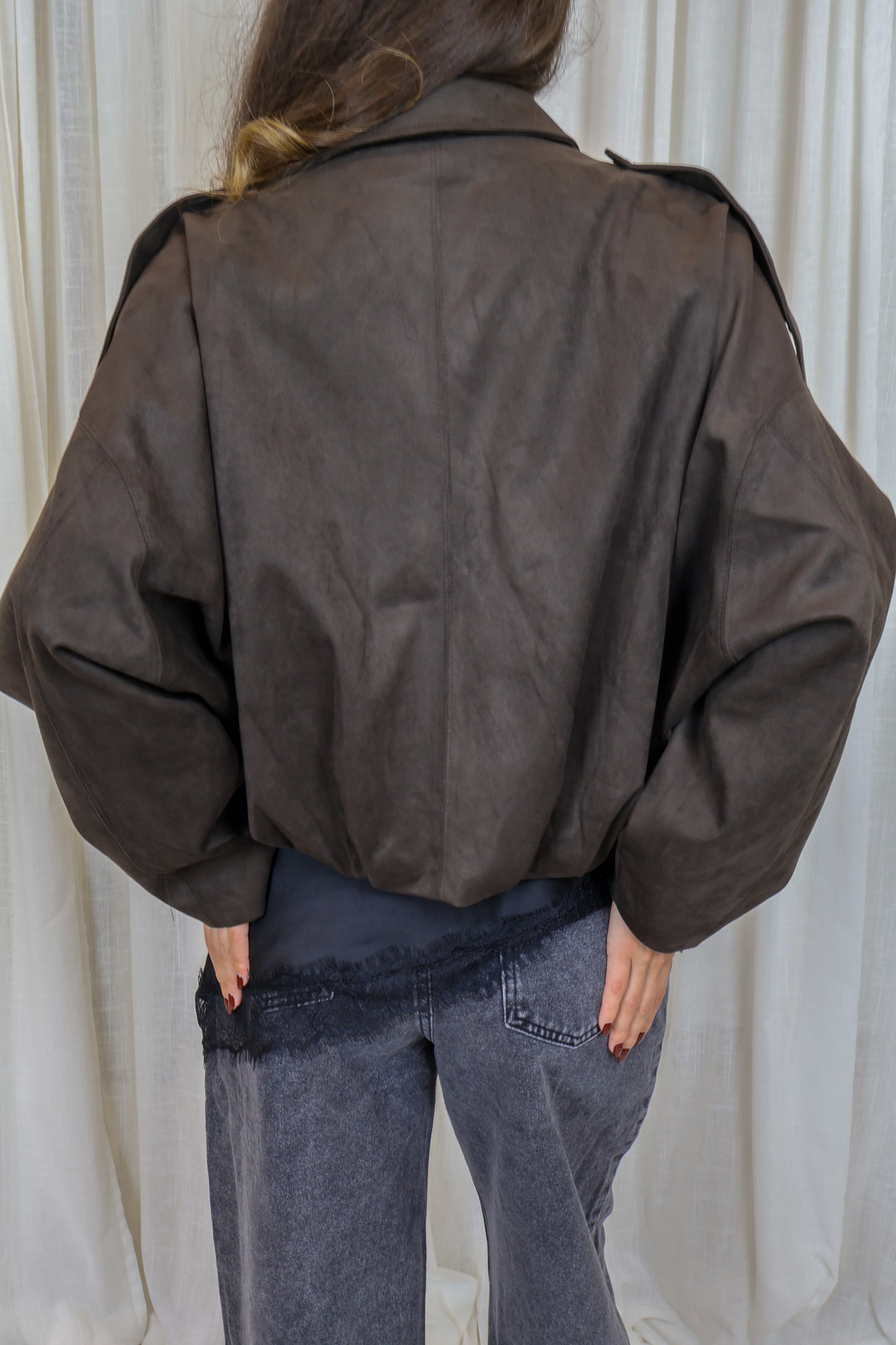 Suède bomber - Donkerbruin