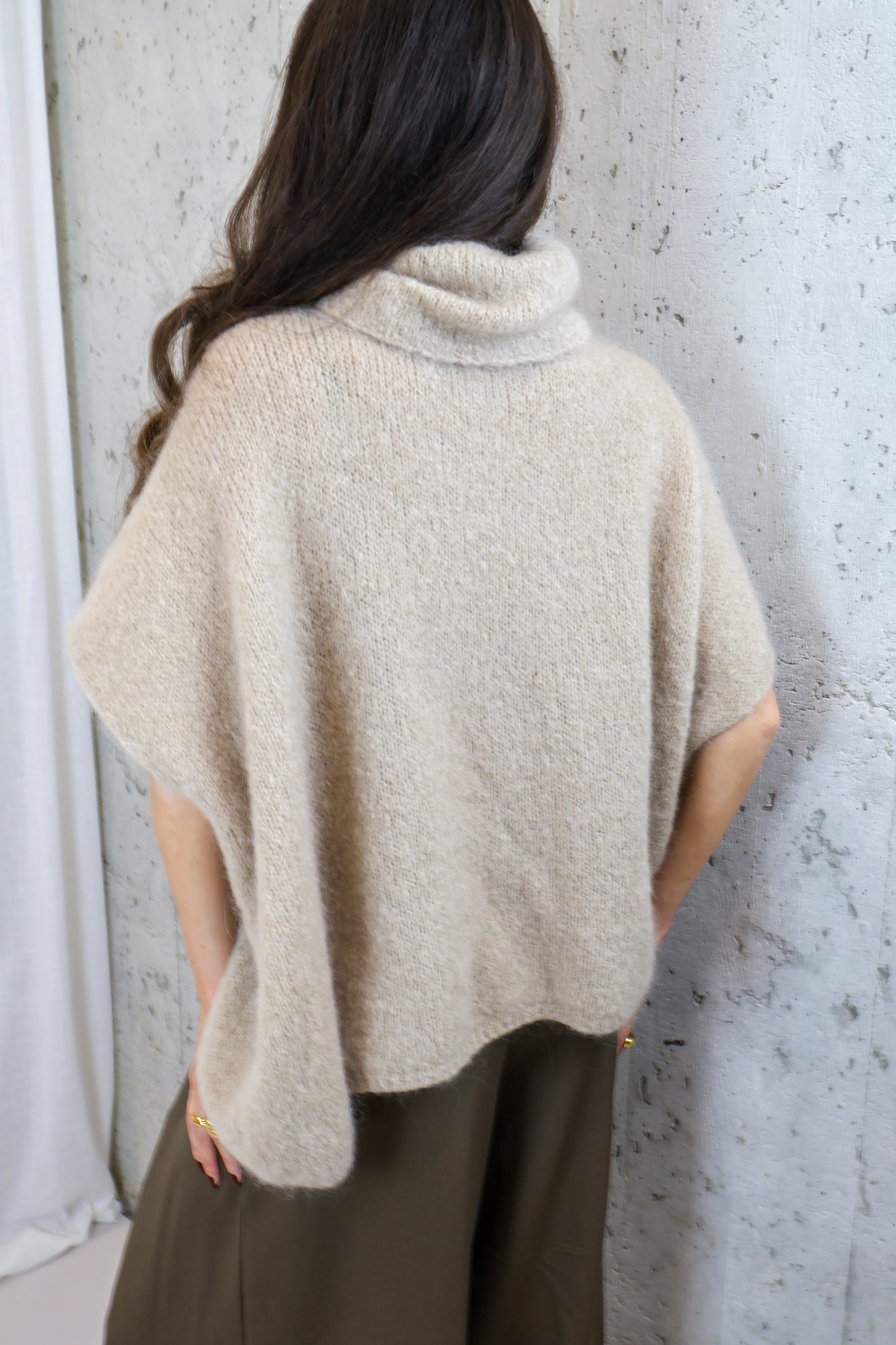 Trui met col mohair - Beige