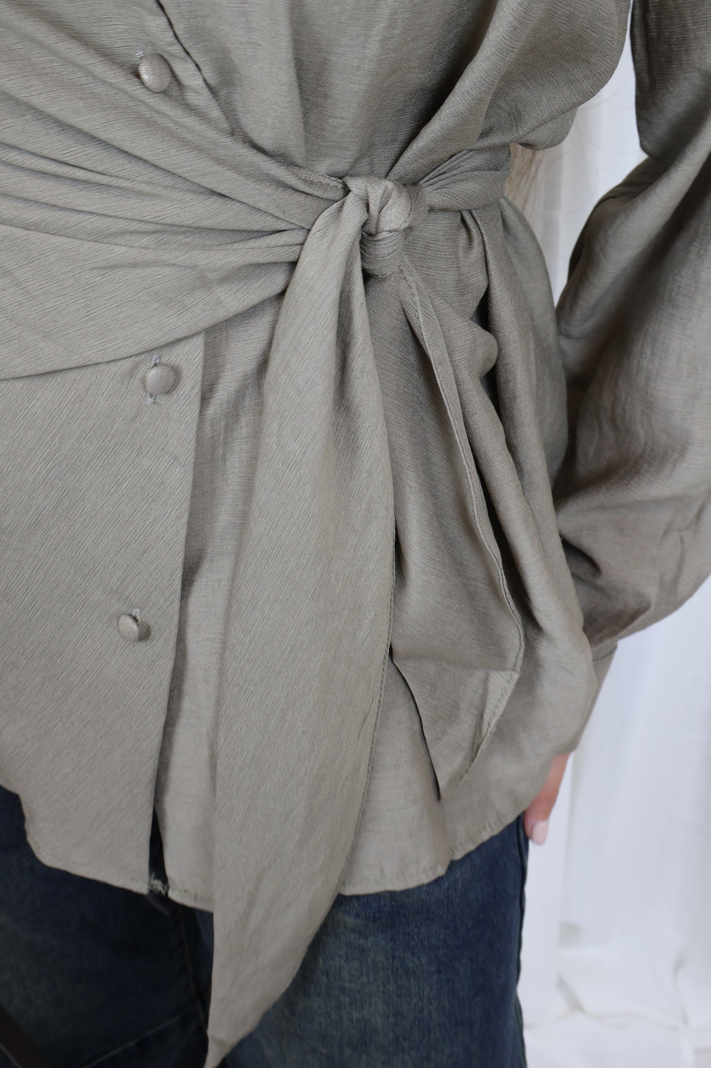 Blouse met knoop - Khaki