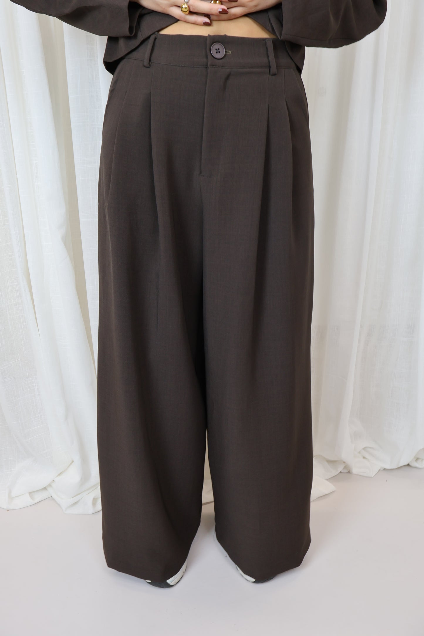 Pantalon wijd - Bruin