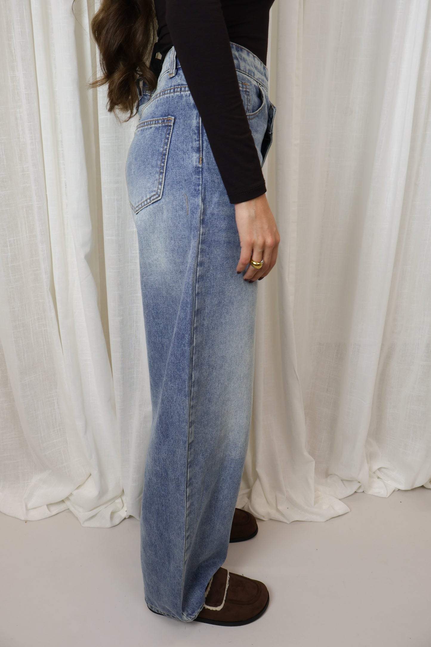 Jeans schuine sluiting - Licht blauw