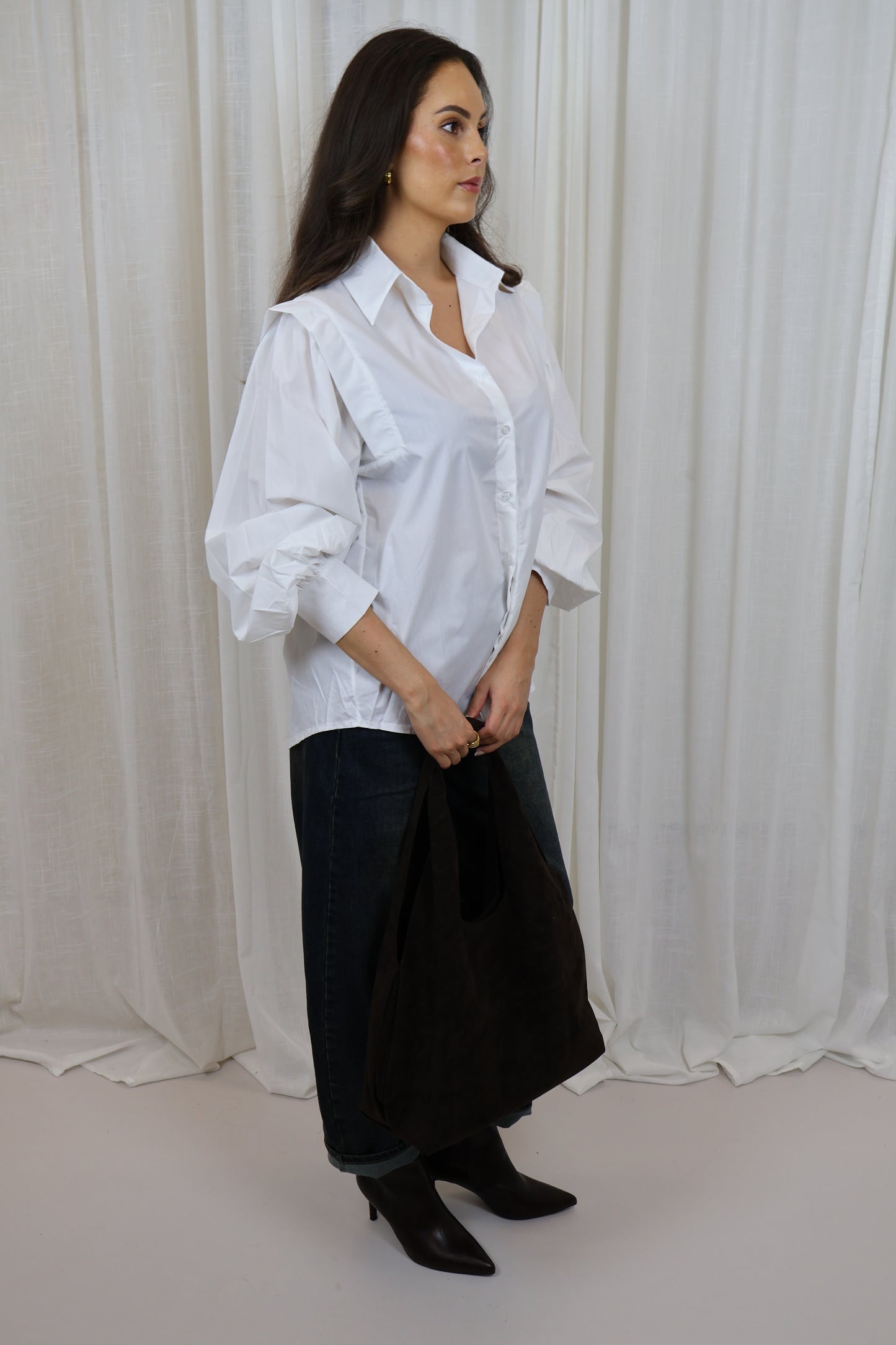 Blouse oversized met pofmouw - Wit