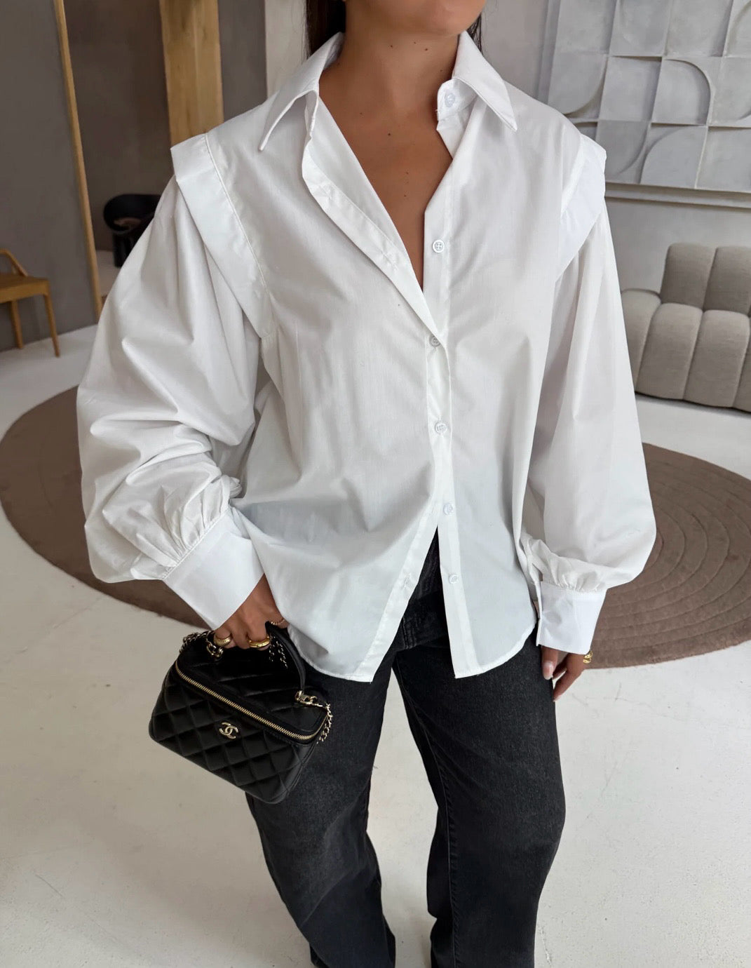 Blouse oversized met pofmouw - Wit
