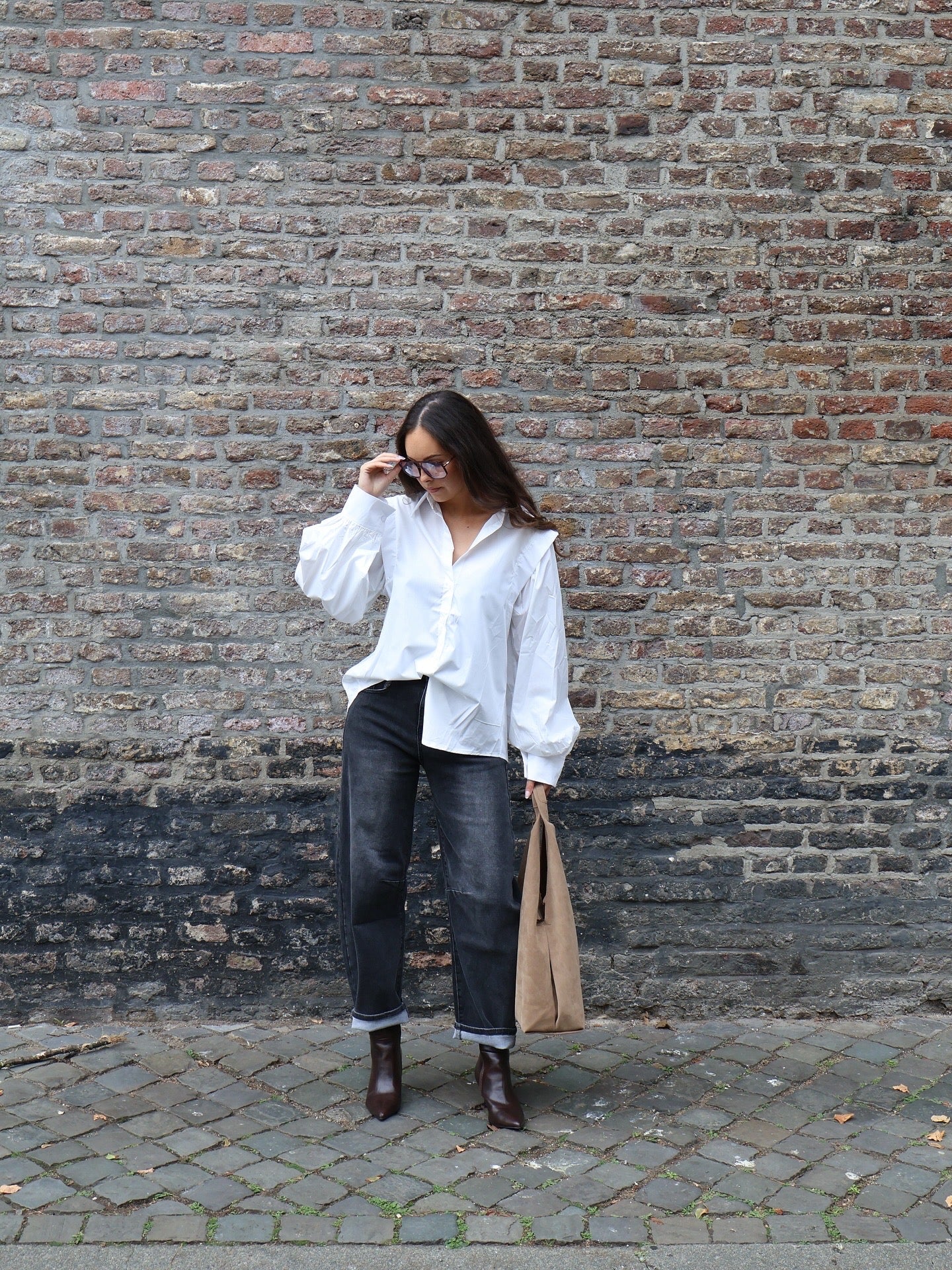 Blouse oversized met pofmouw - Wit