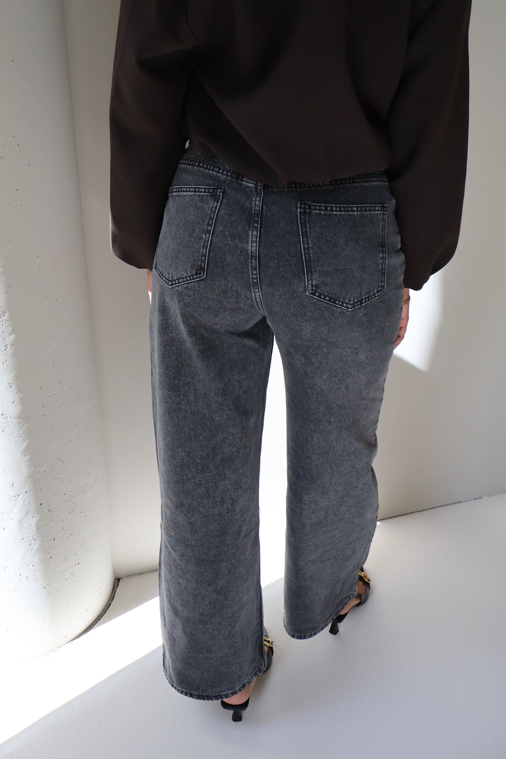 Jeans schuine sluiting - Donker Grijs