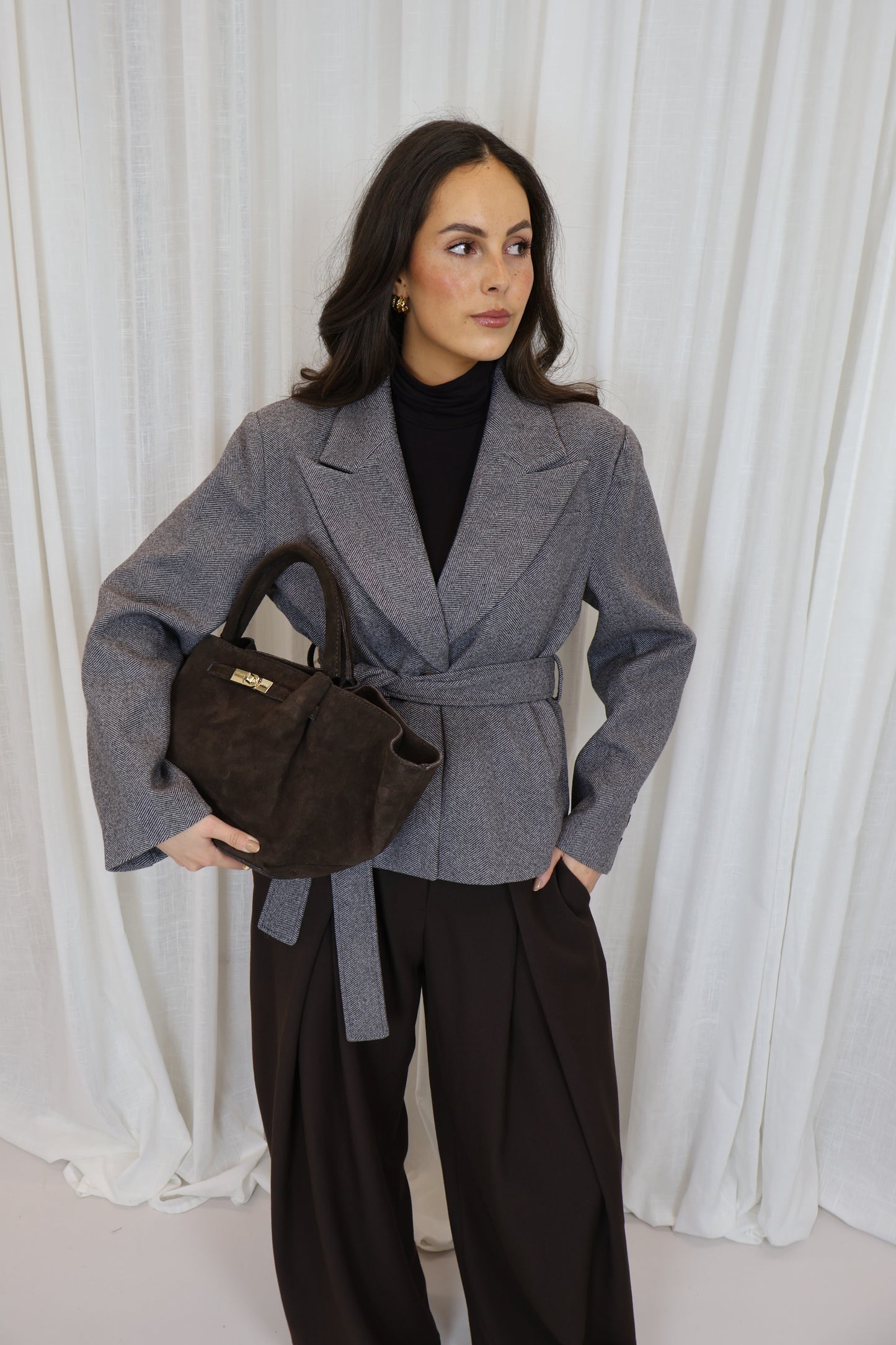 Suèdeleren tas met gesp - Bruin