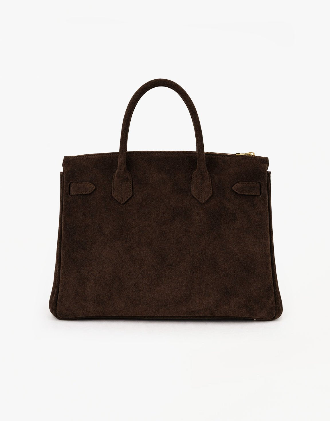 Donkerbruine Grote Suede Gouden Detail - Tas