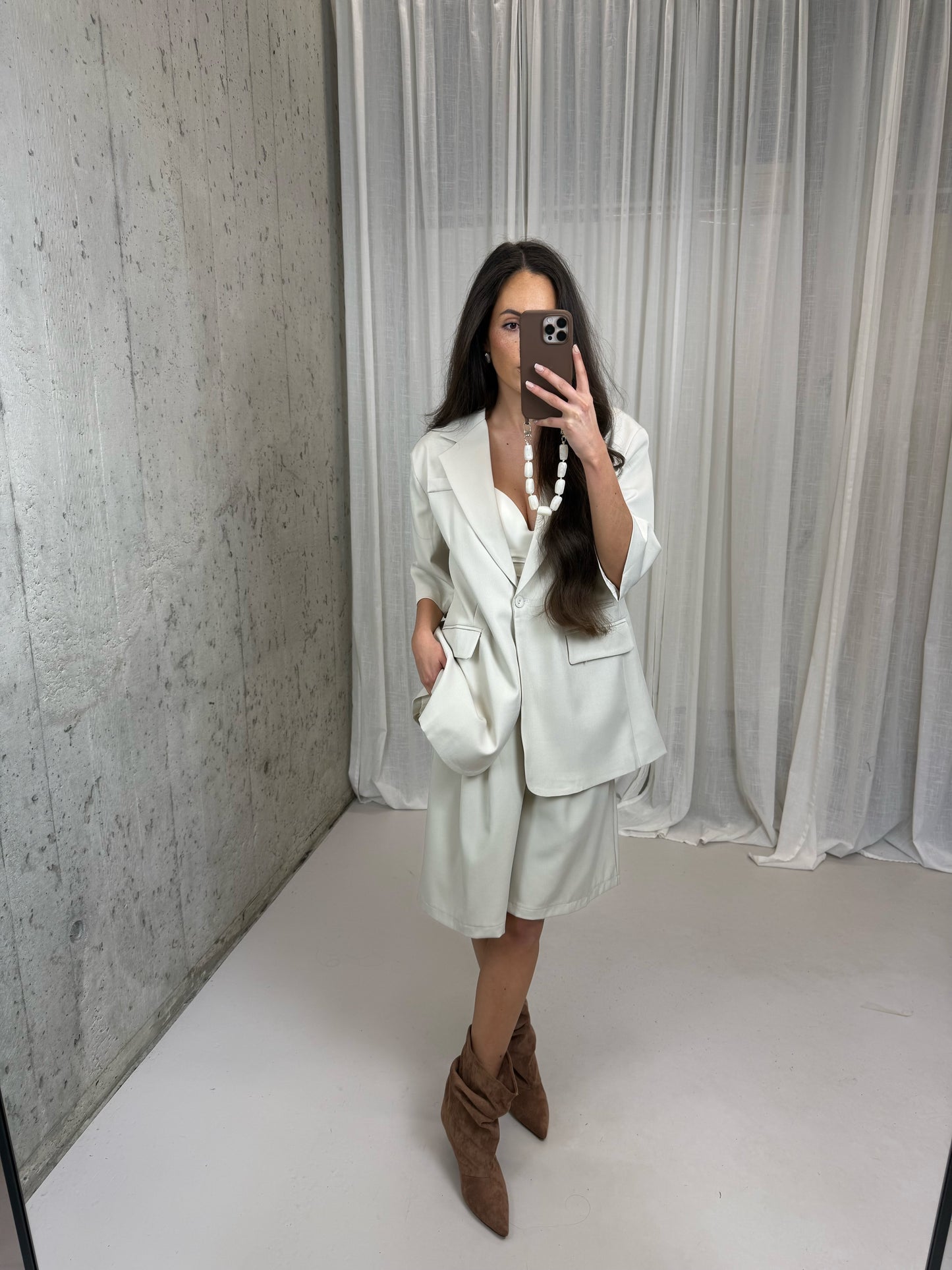 blazer drie manieren korte mouw - Licht beige