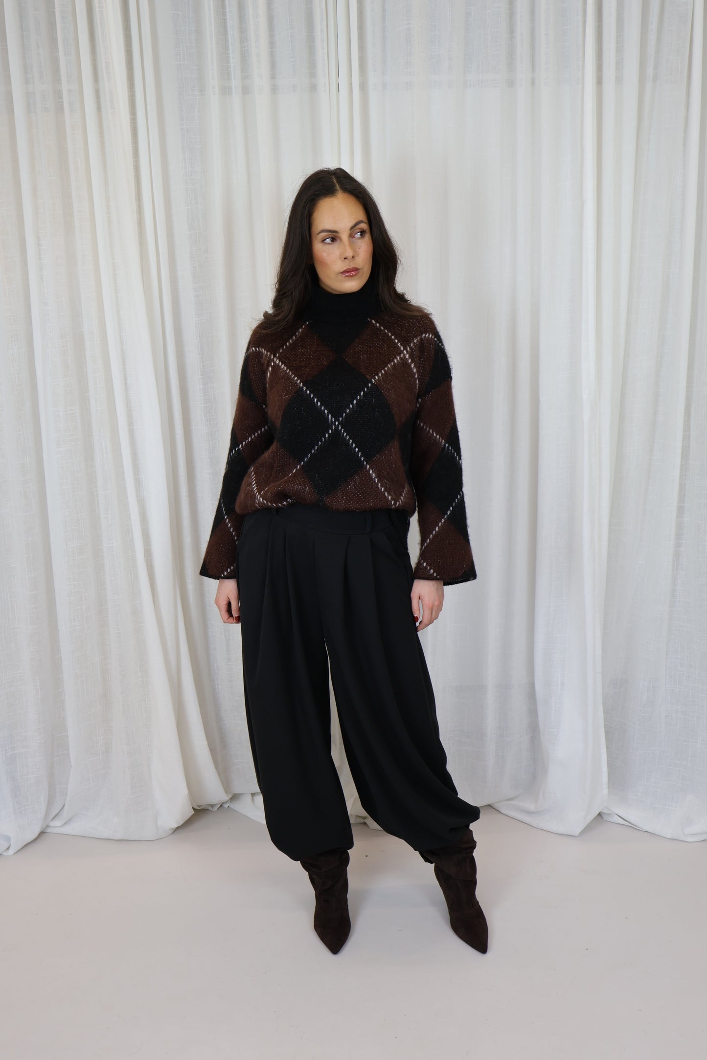 Pantalon wijd plooi - Zwart