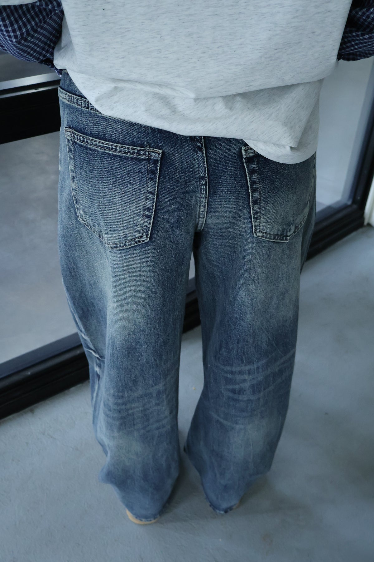 PRE ORDER Balloon jeans met overslag - Donker blauw