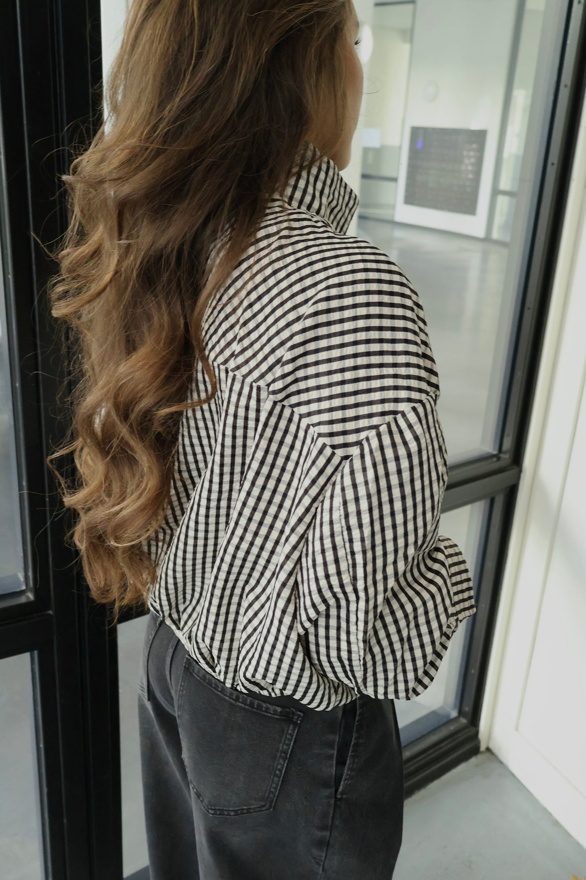 Geruite blouse jasje - Zwart/Wit