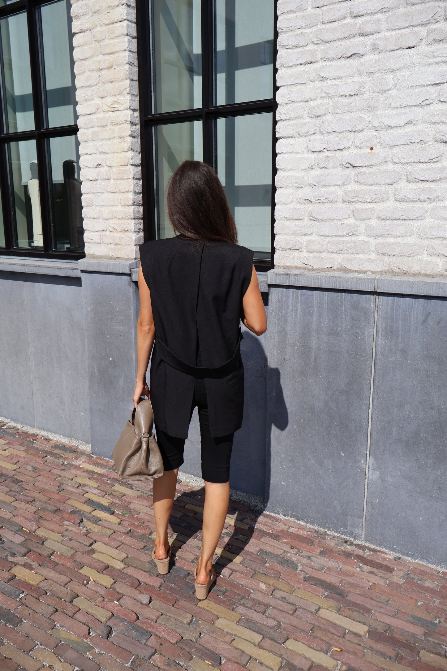 Gilet open rug - Zwart