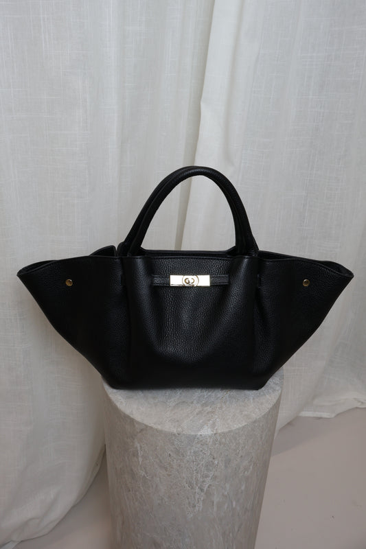 Leren tas met gesp - Zwart