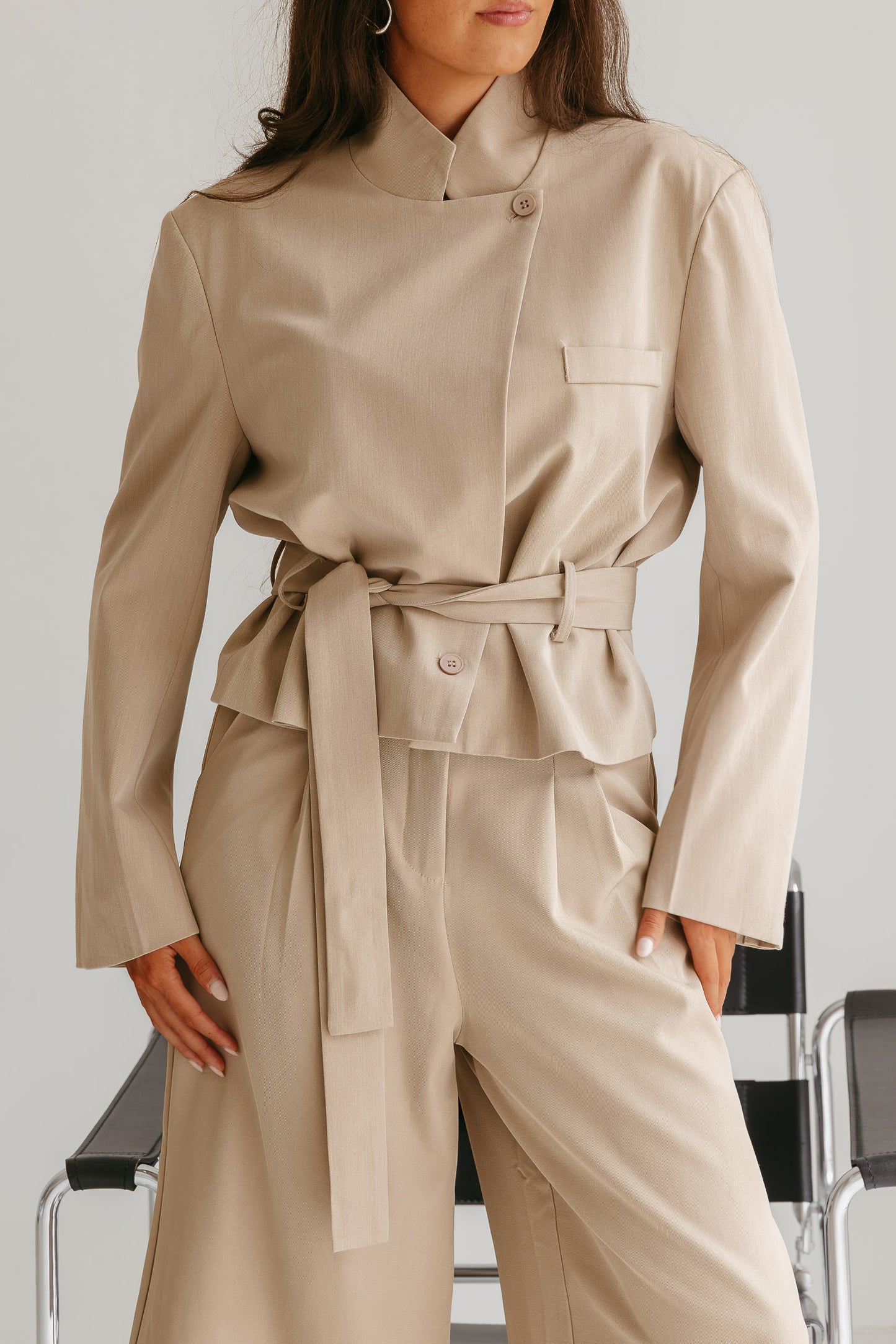 Blazer met band - Taupe