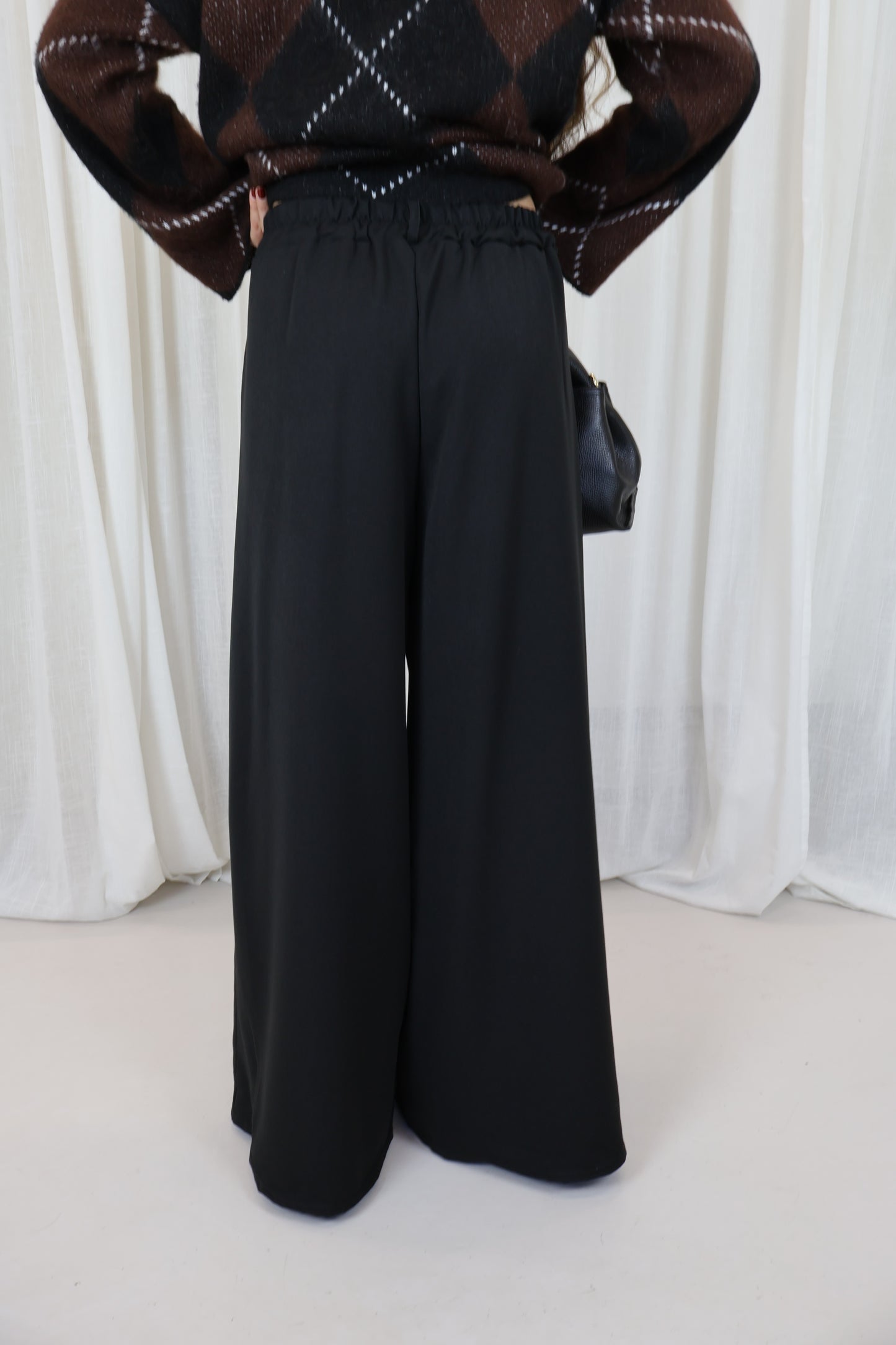 Pantalon wijd plooi - Zwart