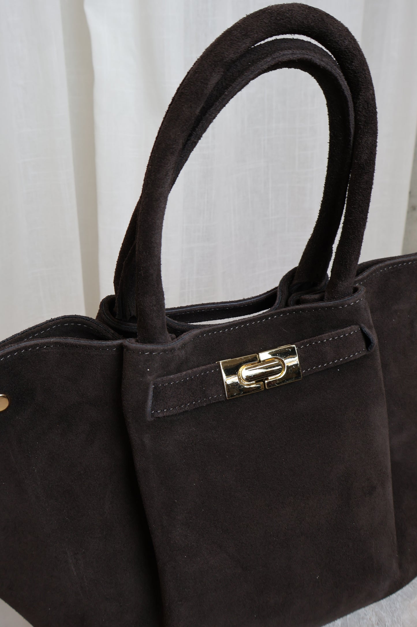 Suèdeleren tas met gesp - Bruin