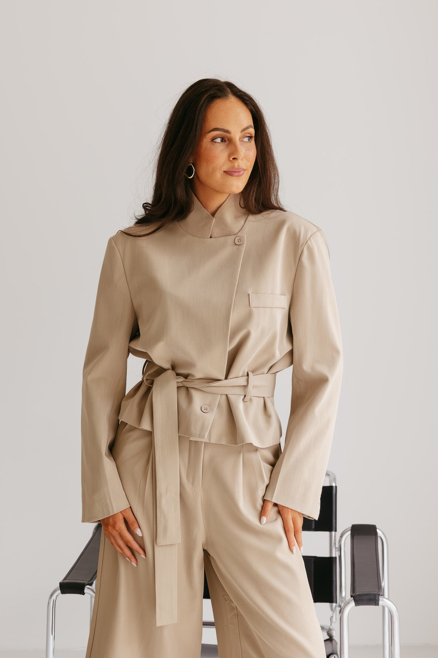 Blazer met band - Taupe