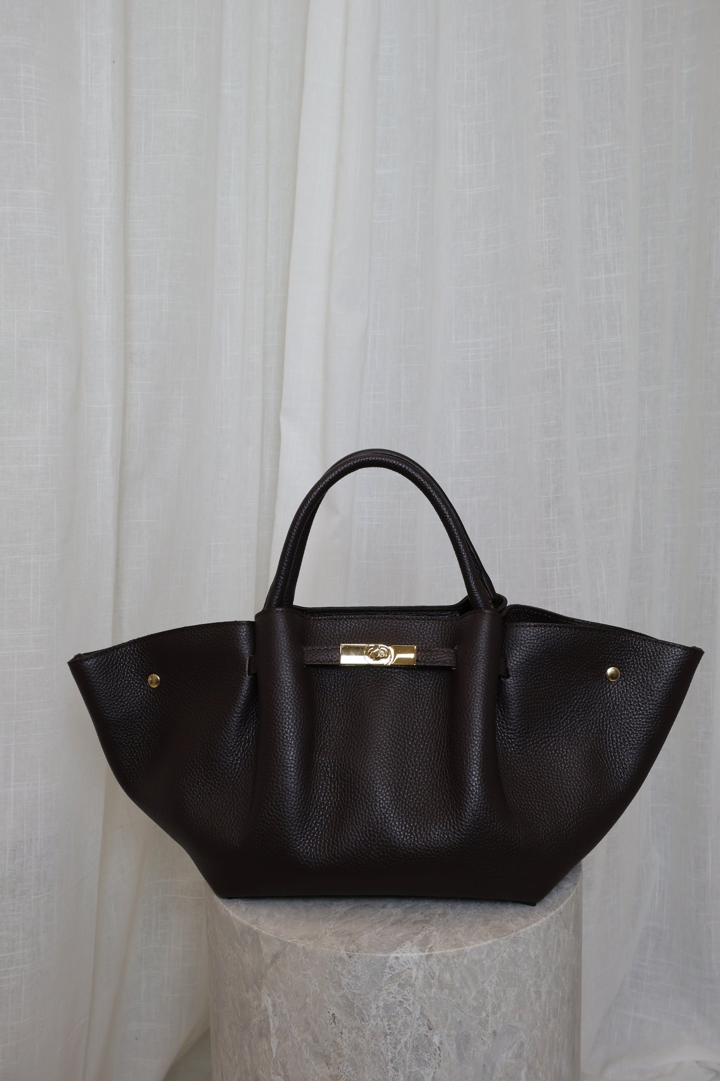 Leren tas met gesp - Bruin