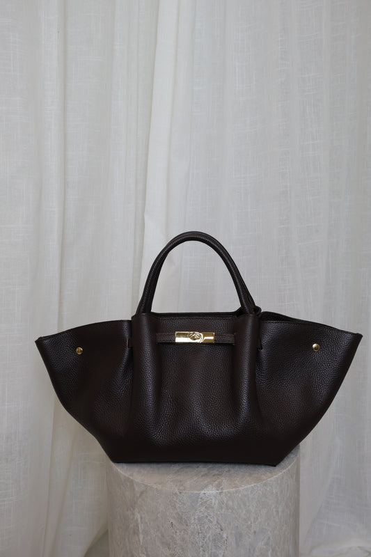 Leren tas met gesp - Bruin