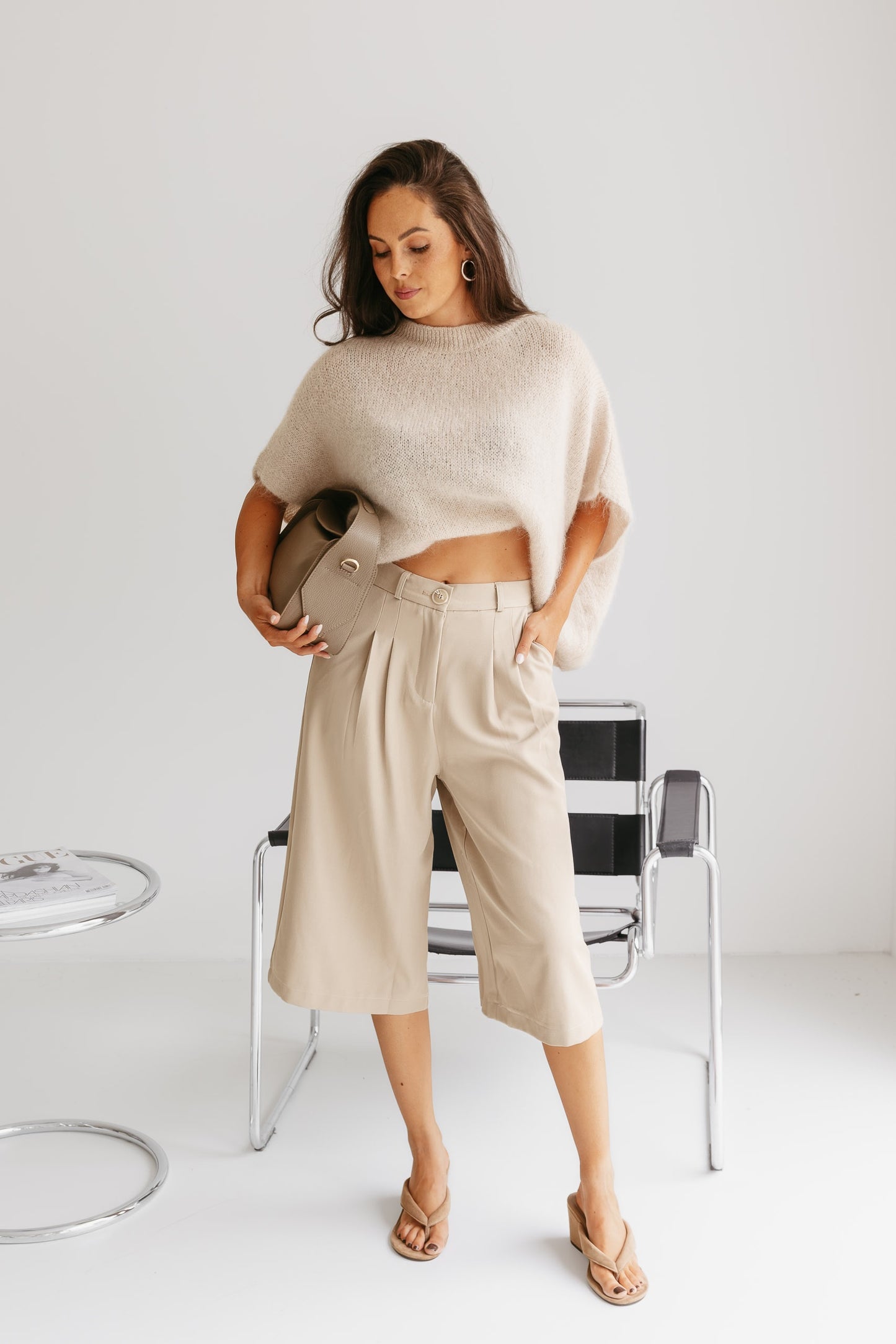 Mohiar trui ronde hals - Licht beige