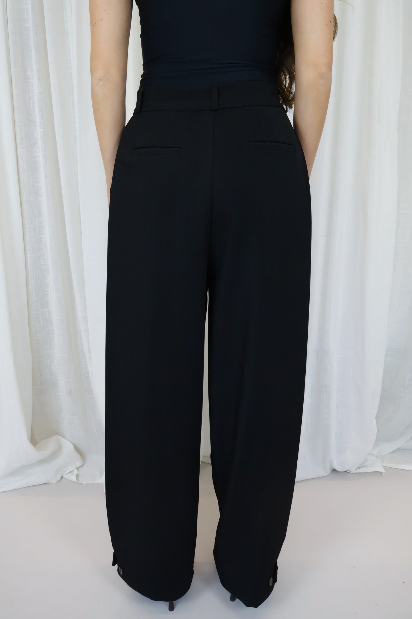 Pantalon met zij plooi - Zwart