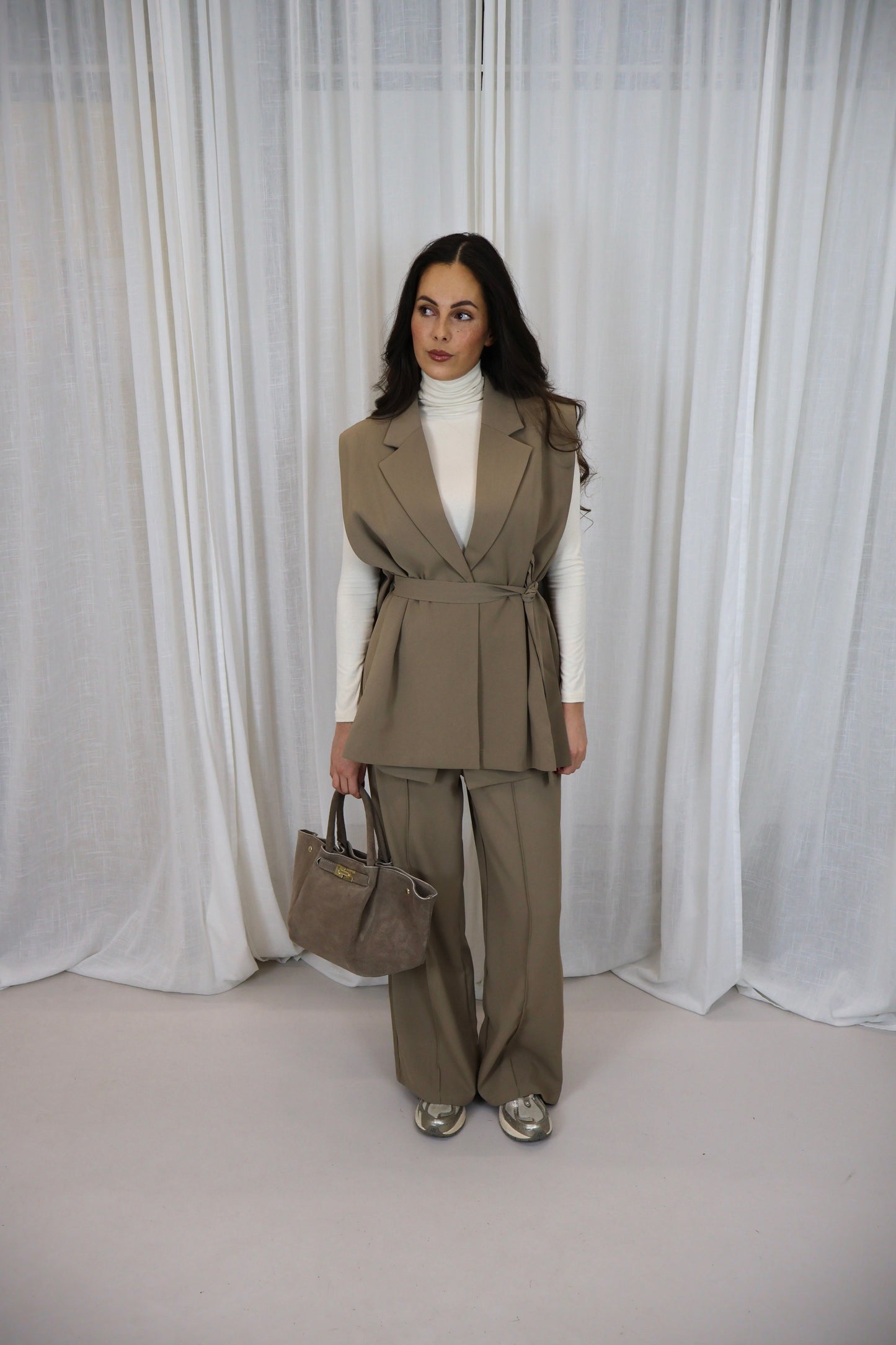 Pantalon met flap - Beige