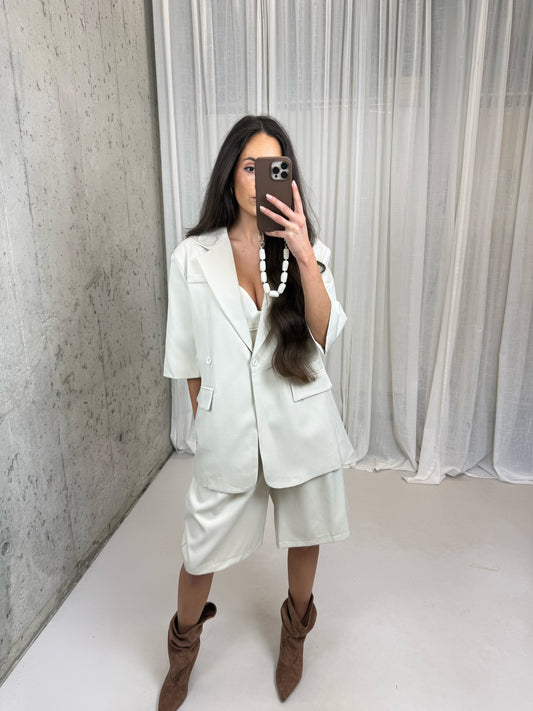 blazer drie manieren korte mouw - Licht beige