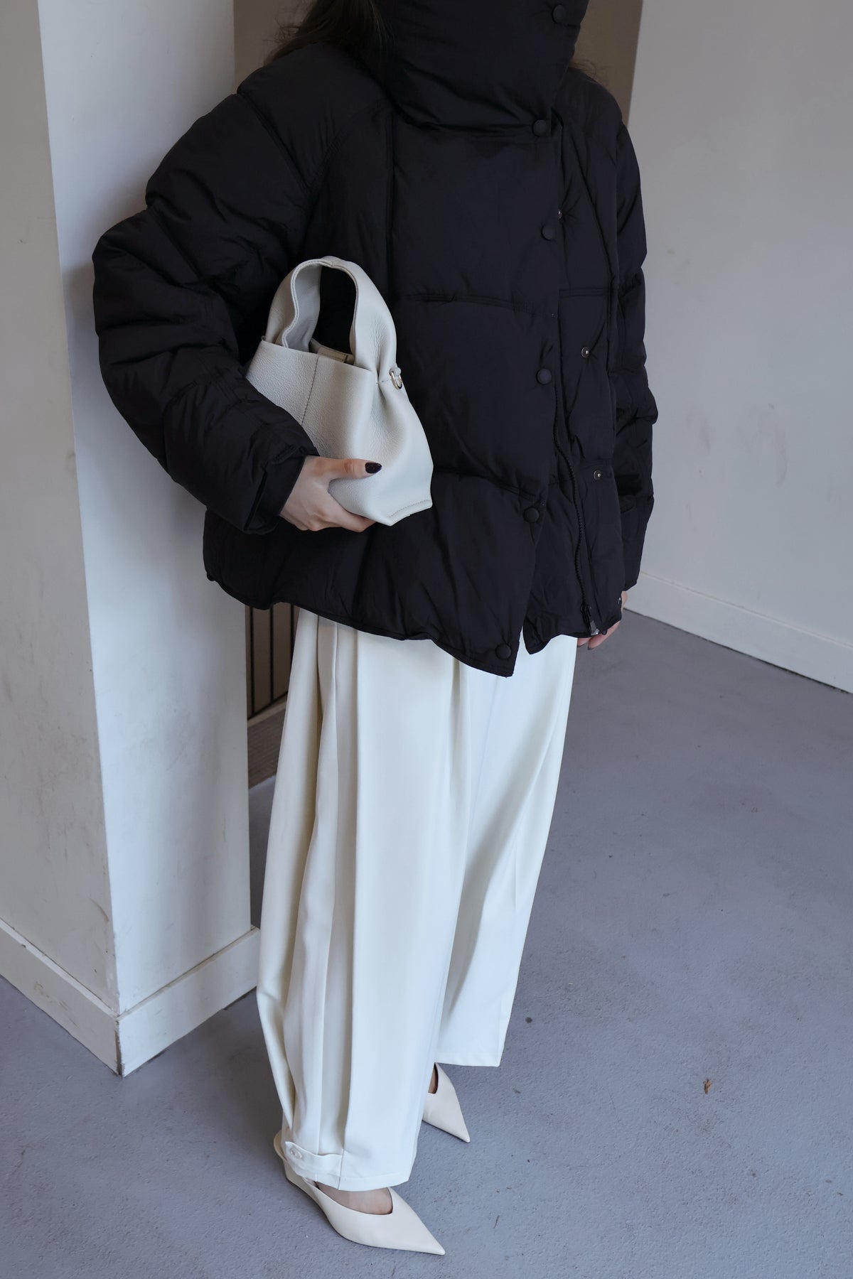 Pantalon met zij plooi - Ecru