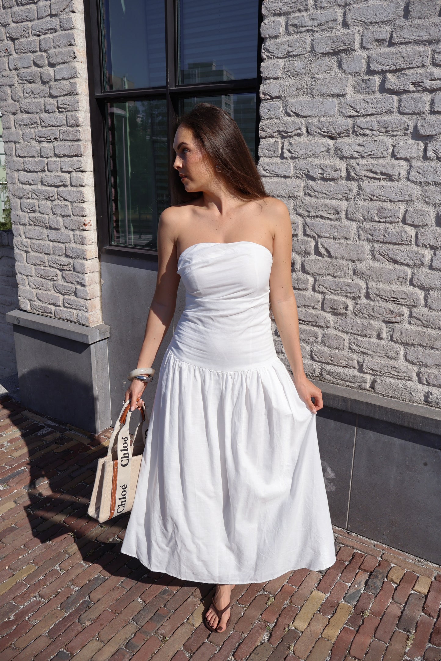 Liva strapless jurk - Wit