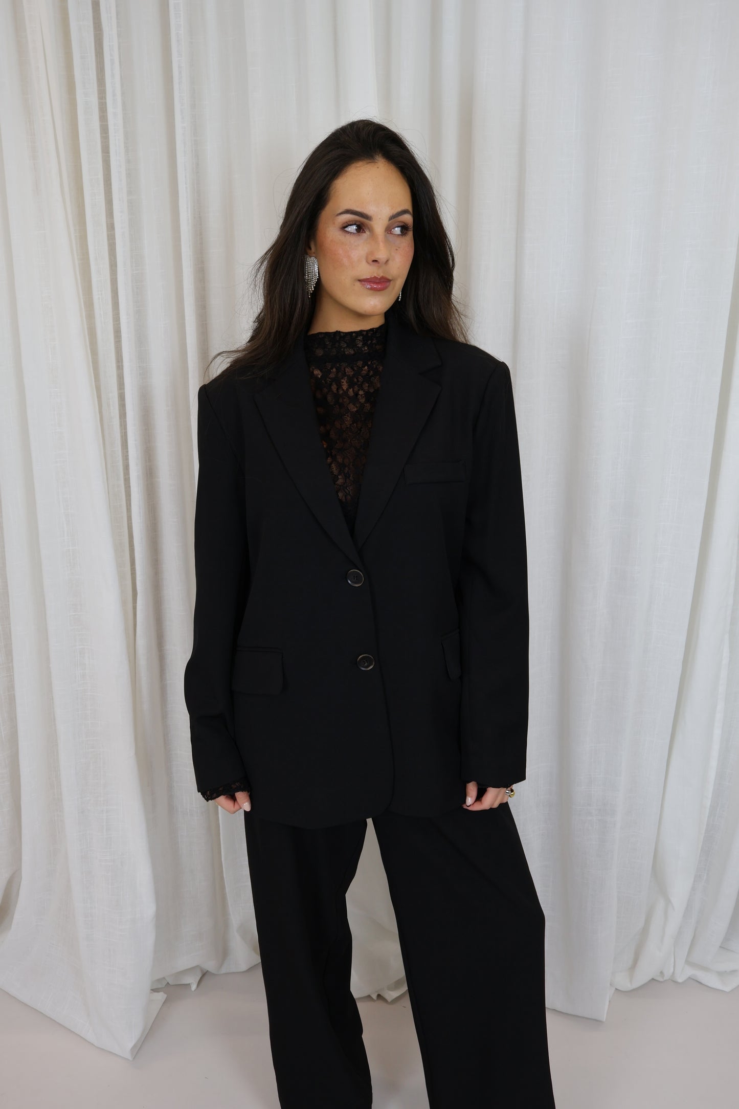 Blazer open rug - Zwart