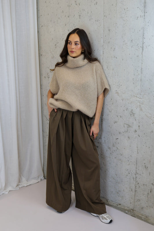Trui met col mohair - Beige