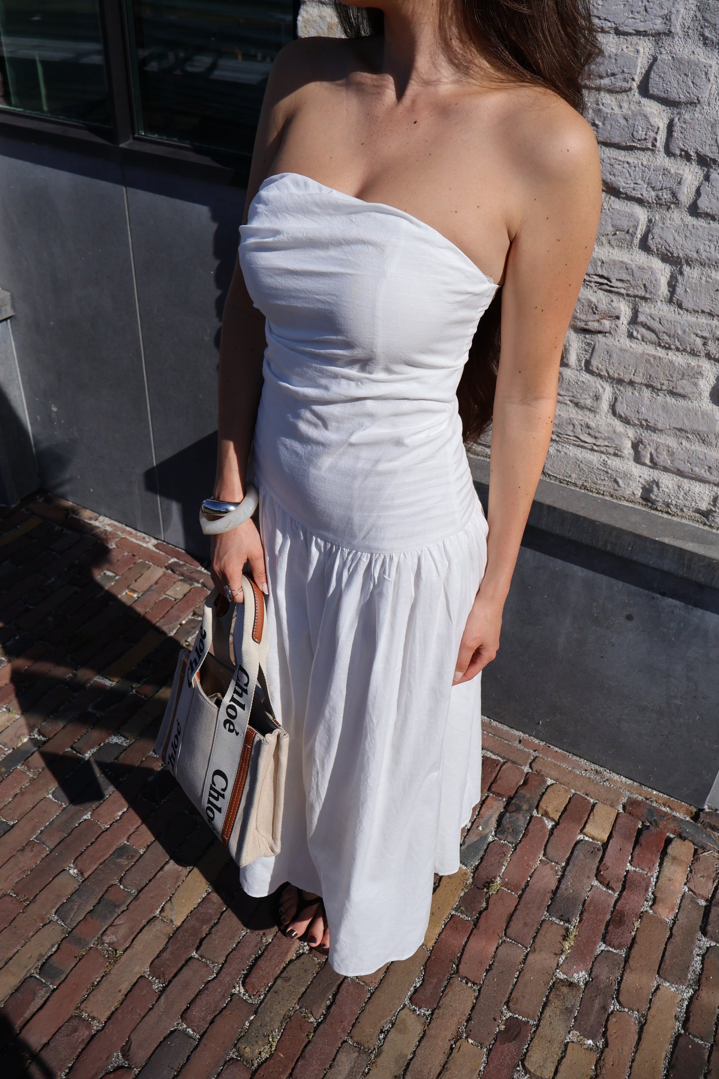 Liva strapless jurk - Wit