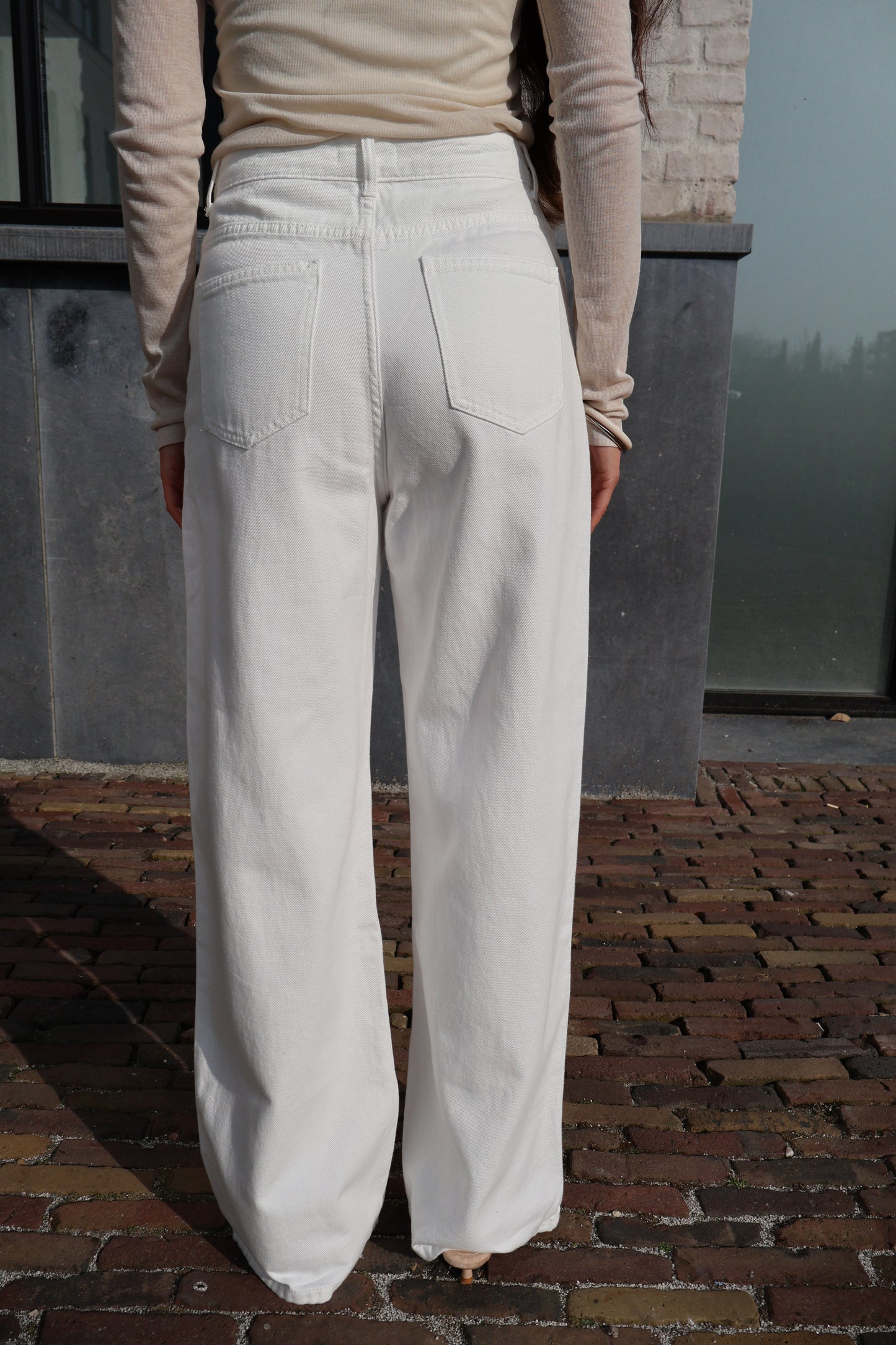 Jeans schuine sluiting - Off-white
