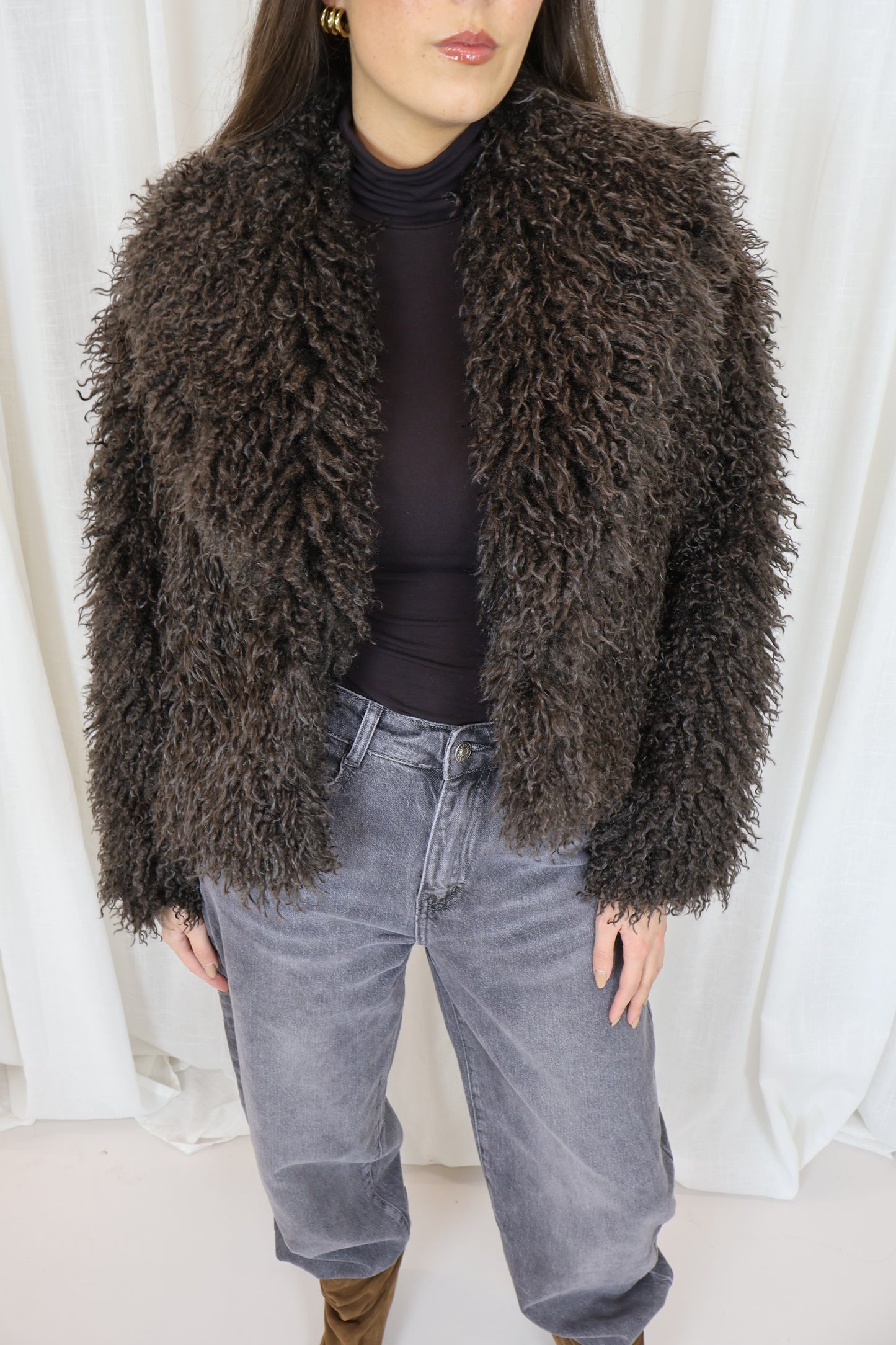 Fluffy jas - Donkerbruin