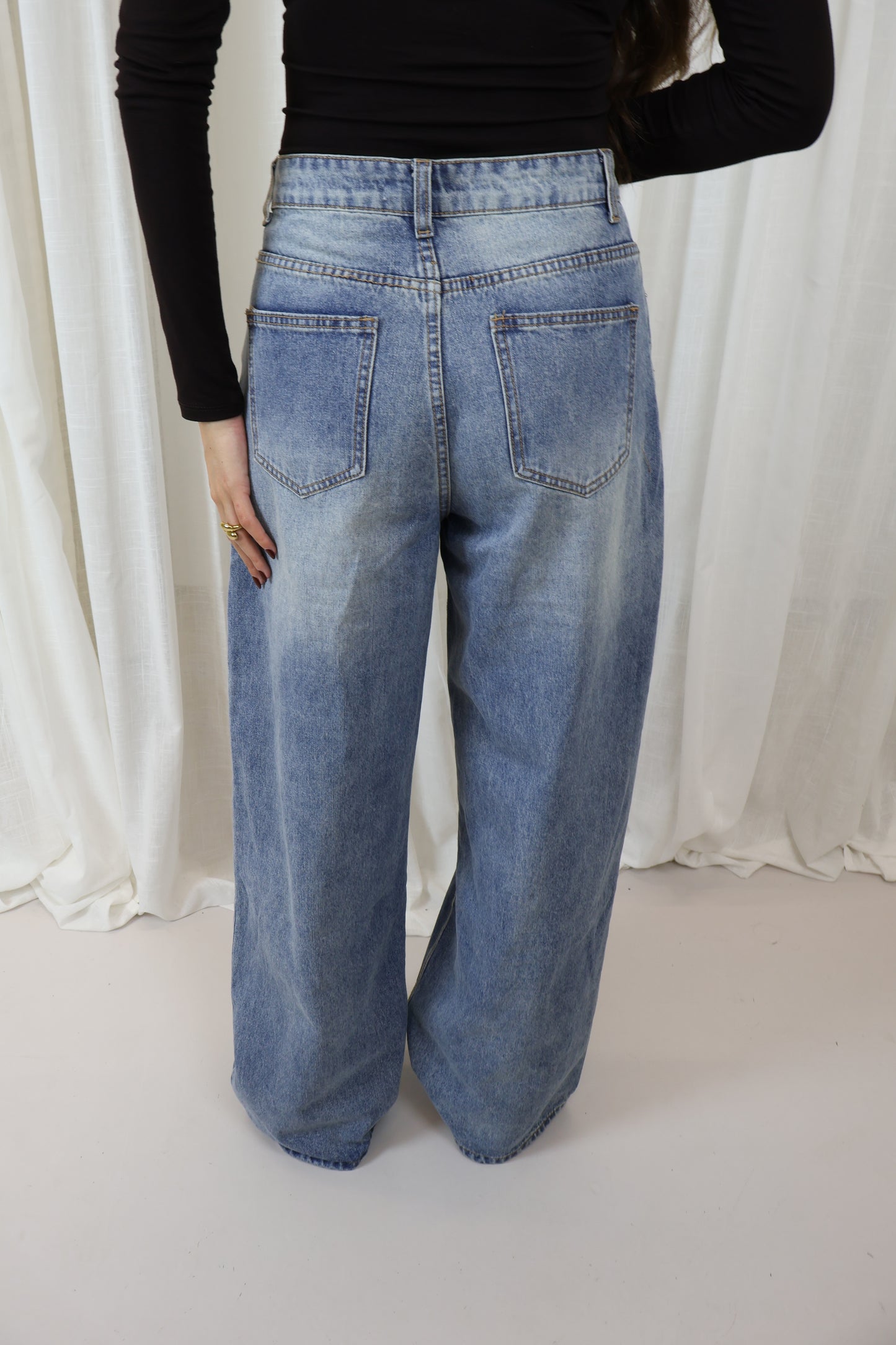 Jeans schuine sluiting - Licht blauw
