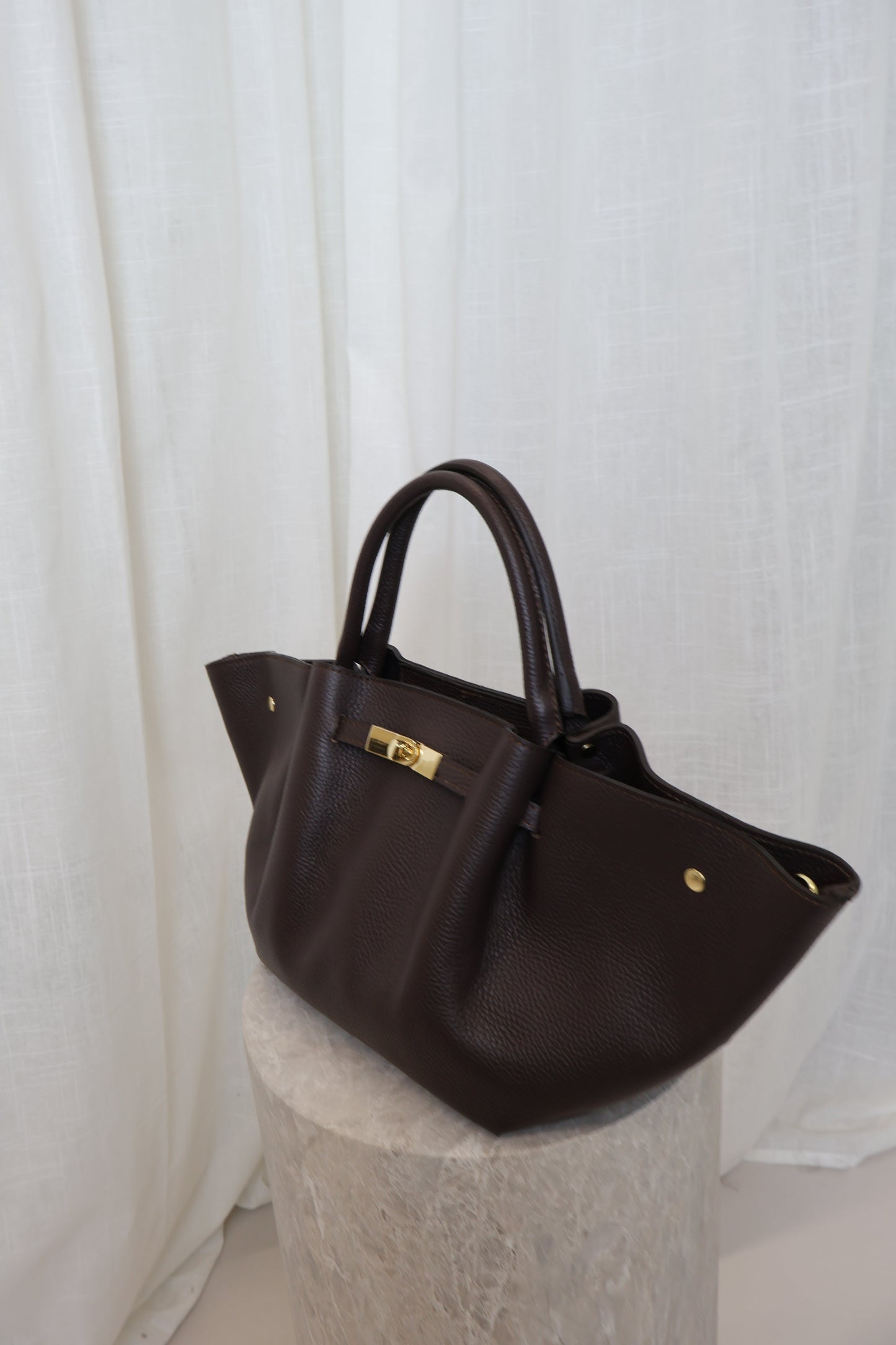 Leren tas met gesp - Bruin