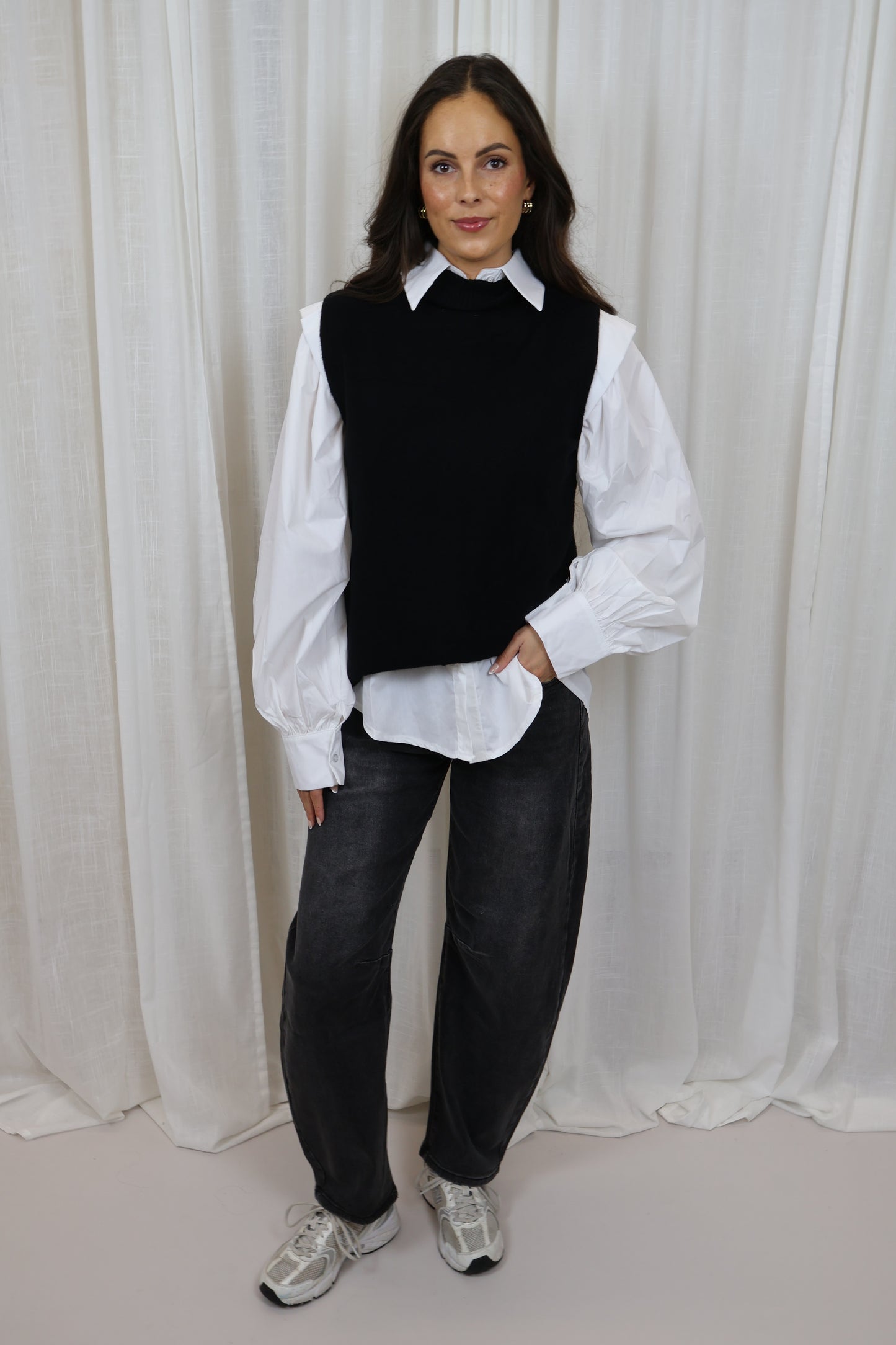 Blouse oversized met pofmouw - Wit