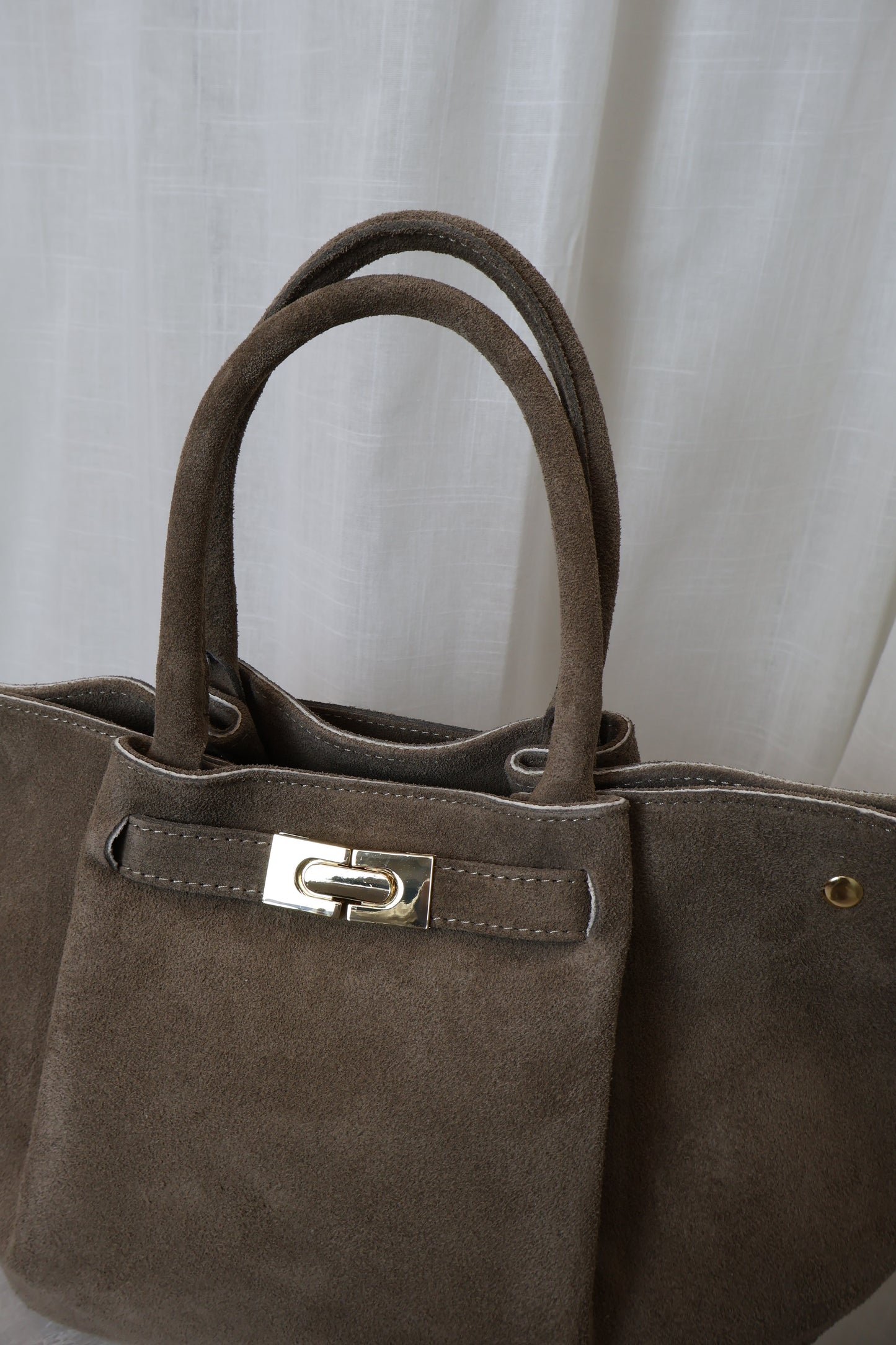 Suèdeleren tas met gesp - Taupe