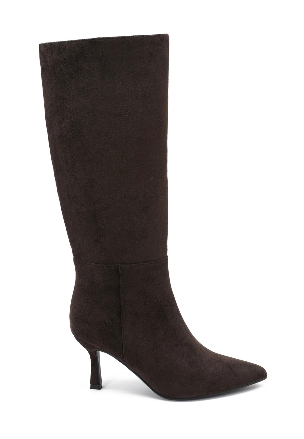 Hoge laars met hak - Donker bruin suede