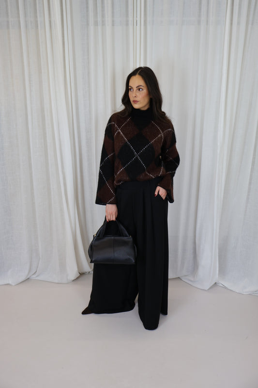 Pantalon wijd plooi - Zwart