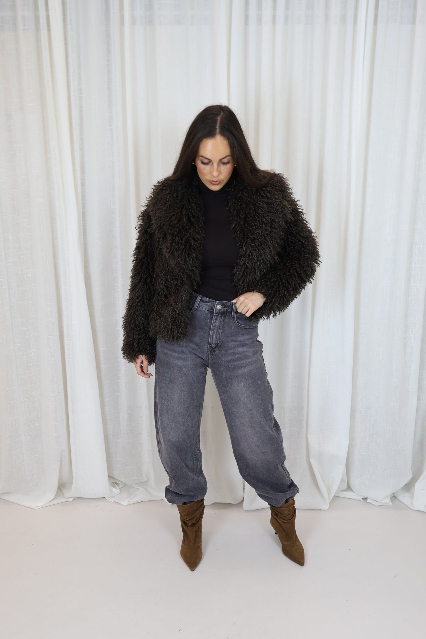 Fluffy jas - Donkerbruin