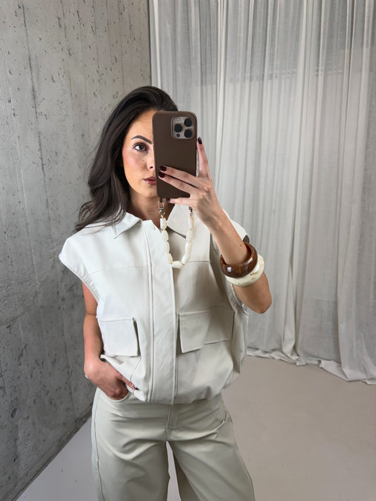 Nova bomber gilet - Licht beige