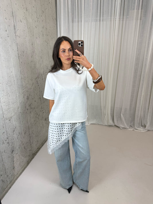 Basic shirt met schoudervulling - Wit